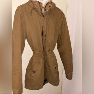 Cotton On Women's Brown Hooded Utility Jacket with wool interior, Coat size S